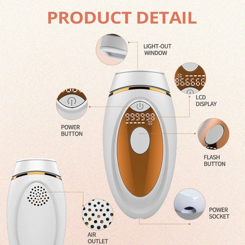 Flashes IPL Epilator LCD Laser