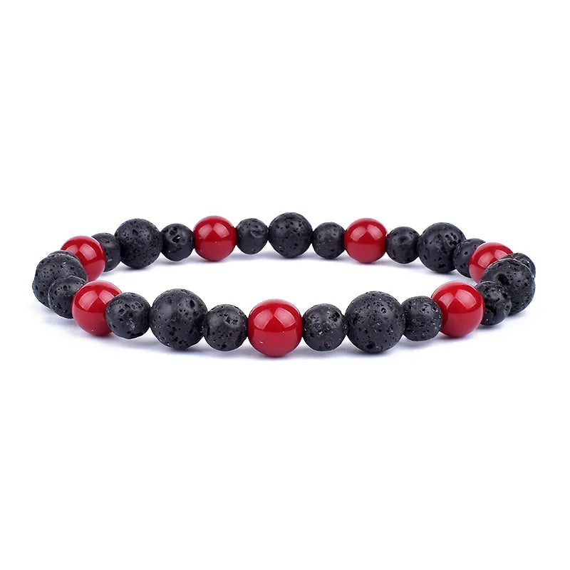 Natural Black Obsidian Hematite Tiger Eye Beads Bracelet