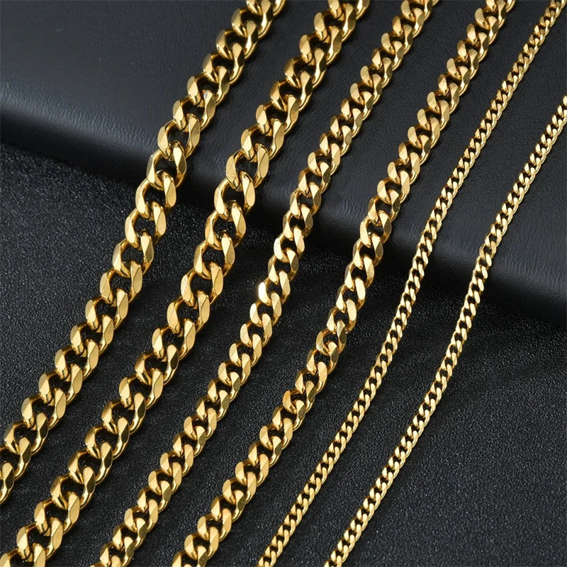Basic Punk Stainless Steel 3,5,7mm Curb Cuban Necklace
