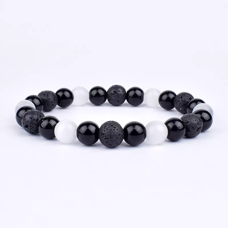 Natural Black Obsidian Hematite Tiger Eye Beads Bracelet