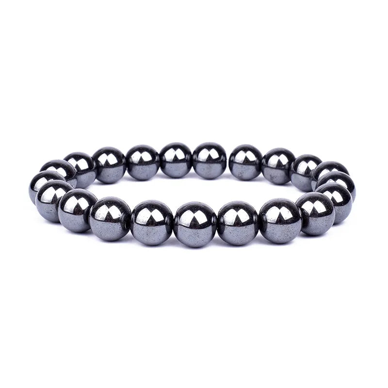 Natural Black Obsidian Hematite Tiger Eye Beads Bracelet