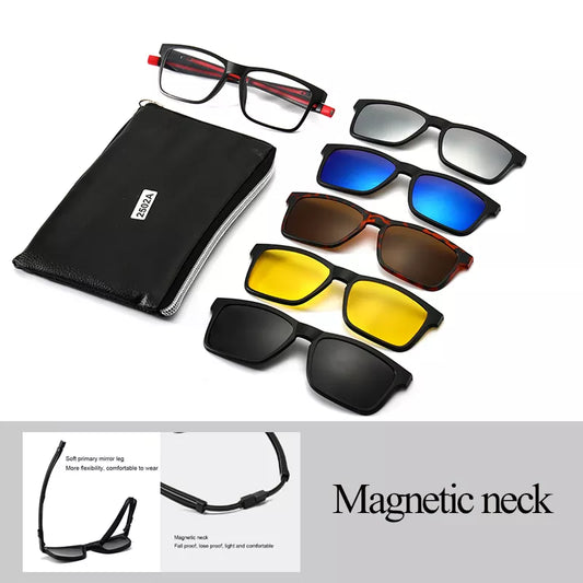 Retro Sunglasses With 5 Pcs Interchangeable Lenses