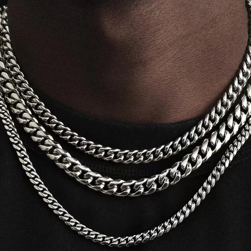 Basic Punk Stainless Steel 3,5,7mm Curb Cuban Necklace